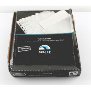 Relief Plastlomme med huller, ben i toppen A4, 100 stk.