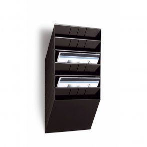 Brochureholder Flexiboxx A4 sort liggende 6 fag