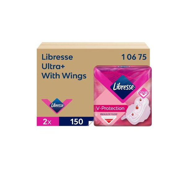 Bind Libresse Ultra+ Wing dispenser refill uden parfume hvid 2x150stk