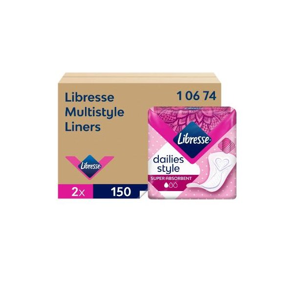 Trusseindlg Libresse Multistyle dispenser refill uden parfume hvid 2x150stk