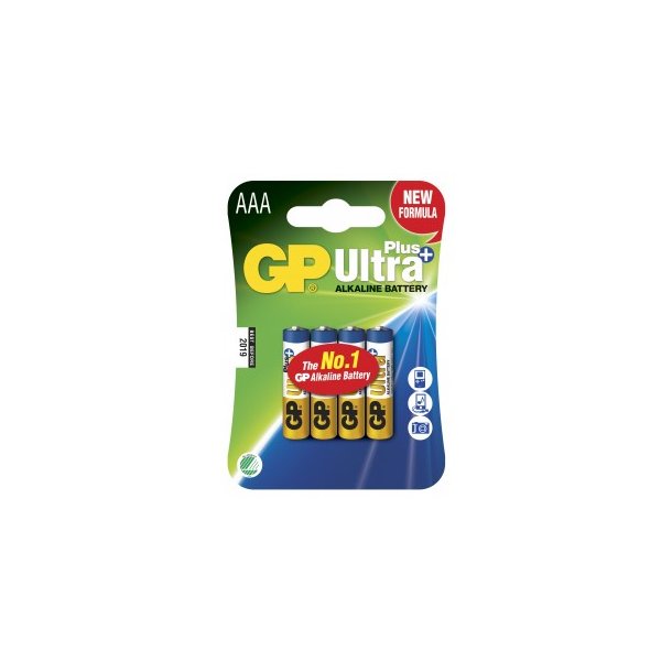 GP Ultra Plus+ Alkaline AAA Lr03 Batteri 4-pack