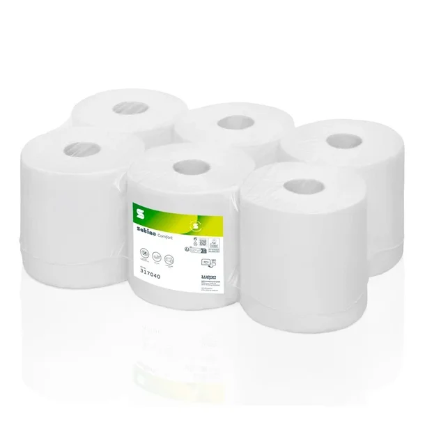 Satino Comfort aft�rringsrulle 1lags hvid 6rl