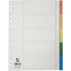 Q-connect faneblade i A4 5-delt i flerfarvet plast