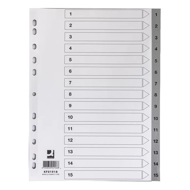 Q-connect A4 register 15 tabs gr�