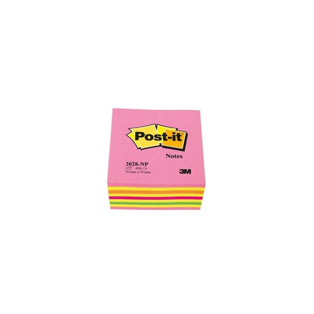 3M Post-it kubus, 76x76 mm, neon, stor blok m/450 blade.