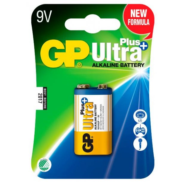 GP Ultra Plus+ Alkaline 9V/6LF22 batteri 1-pak