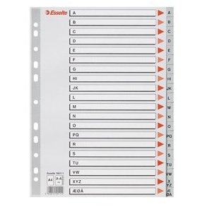 Alfabetisk register A4, plast, gr.
