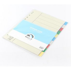 Relief Faneblade A4, plast, 10-delt i farver.