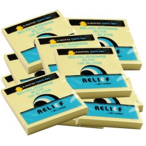 Memoblok, s-note, 75x75 mm, gul, 10 stk.