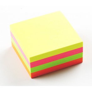 Memoblok, 75x75 mm, ekstra stor blok m/4 farver