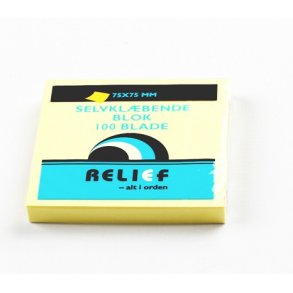 Memoblok, s-note, 75x75 mm, gul, 1 stk