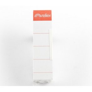 Rygetiket, smal 3 cm, hvid.