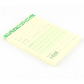 Telefonbesked-blok, fortrykt tekst, 10,5x14,5 cm, gul.